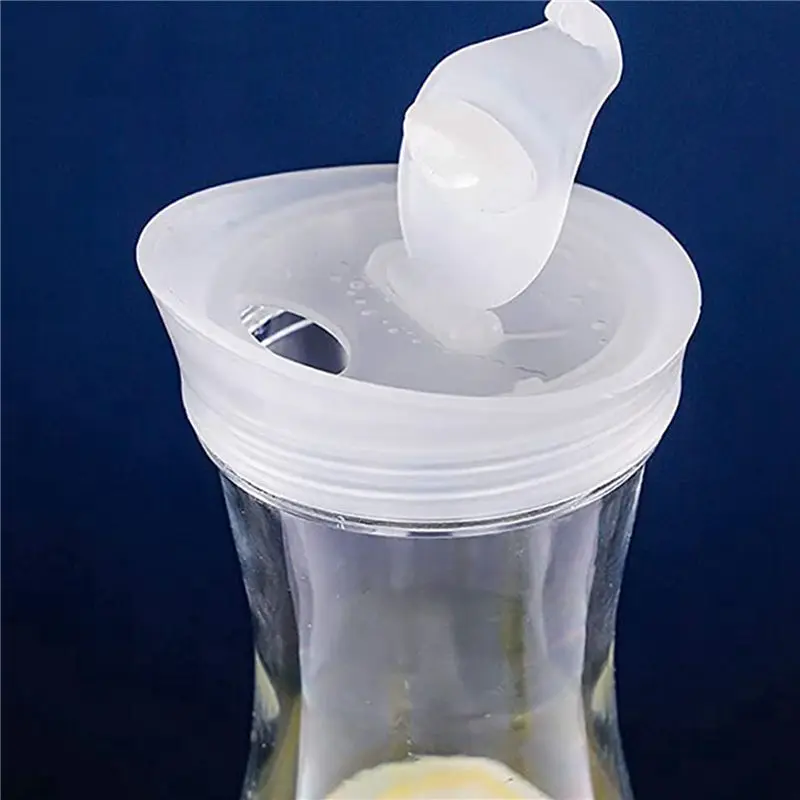 ABSE-10Pcs 0.6L Plastic Water Carafes With White Flip Tab Lids- Food Grade & Recyclable Shatterproof Pitchers - Juice Jar
