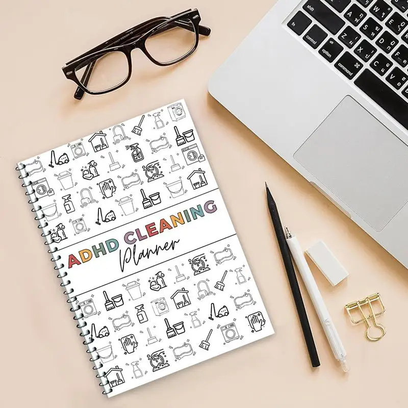 การทําความสะอาดรายการตรวจสอบ Planner แผนการทําความสะอาดหนังสือรายวันรายสัปดาห์รายเดือน Organizer Do-It-Yourself Home Improvement พร้อมขดลวด