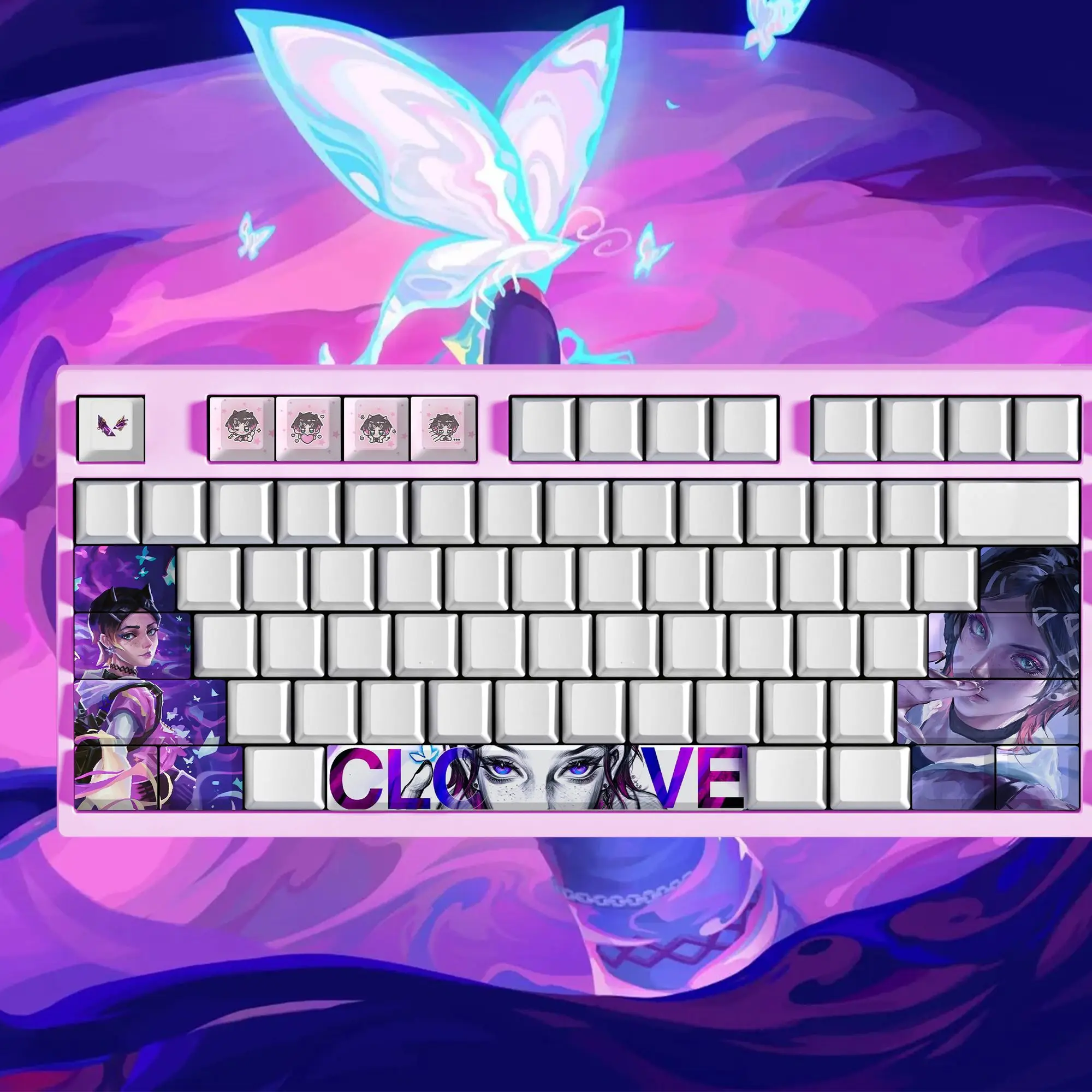 MAIMOOO Valorant Clove Keycap 16Keys Cherry Profile PBT Personalized Anime Game Character Keycaps for DIY Mechanical Keyboard