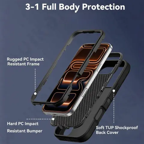 hoesje voor iPhone 17 16 15 14 13 12 11 Pro Max XS XR Heavy Duty Schokbestendig Antikras Robuust Beschermend met standaard Cover