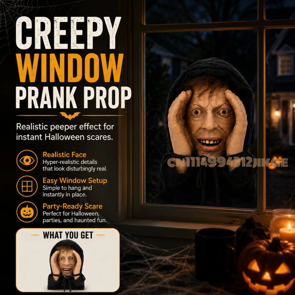 Creepy Halloween Window Prank Mask, Scary Face Suction Cup Prop Realistic scary face window decoration with suction cups