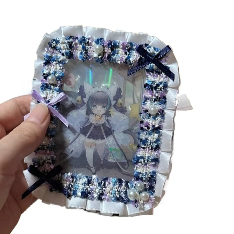 

1 шт., кружевной держатель для фотокарточек в стиле аниме для девочек, кружевной чехол с рюшами и удостоверением личности, чехол-бампер, защитный чехол для бейджа, держатель для карт