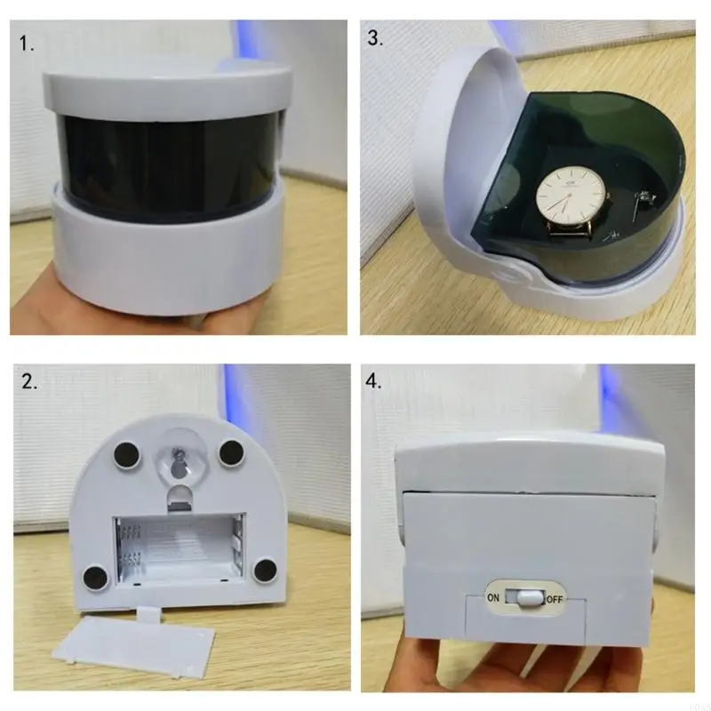 D0AB بالموجات فوق الصوتية المجوهرات منظف 360 ° تنظيف مجسمة ماكينة الموجات فوق الصوتية المحمولة لتنظيف نظارات المجوهرات ساعة