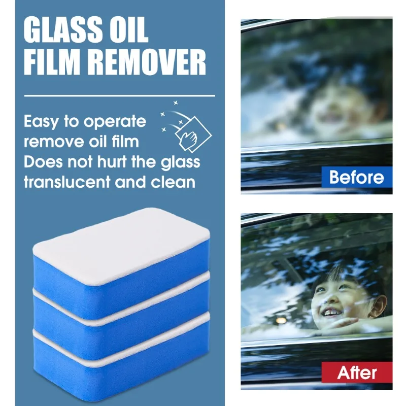 Car Glass Cleaning Sponge Oil Film Remover Windshield Polishing Sponge Car Glass Film Polishing Cleaning Tools