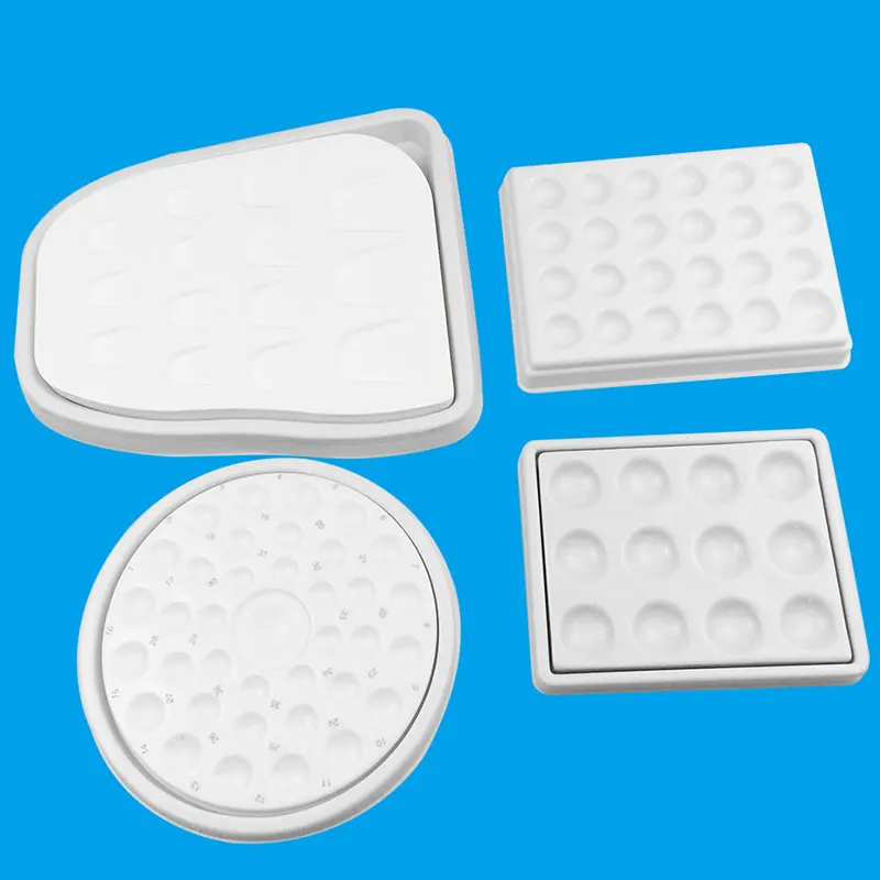 1pcs Dental Lab Mixing Watering Moisturizing Plate Ceramic Palette with Transparent Cover 12/24/36 Slot Dental Supplies