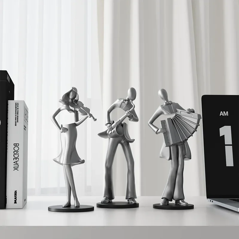 

3 шт., фигурка музыканта, креативная фигурка из смолы, художественная фигурка, музыкальный плеер, статуя для спальни, офиса, гостиной, украшение полки