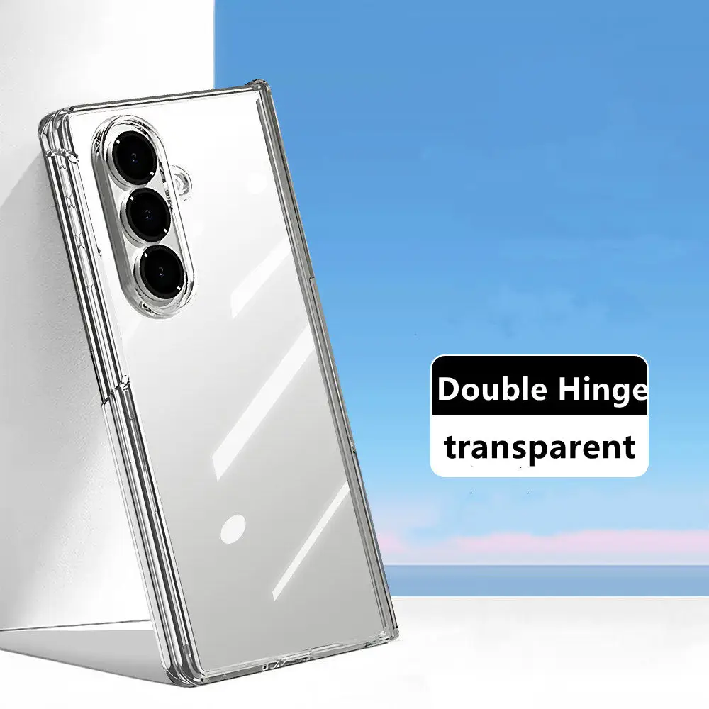 

Slim Totally Transparent Double Hinge Case For Samsung Galaxy Z Fold7 Skin-feel Back Cover