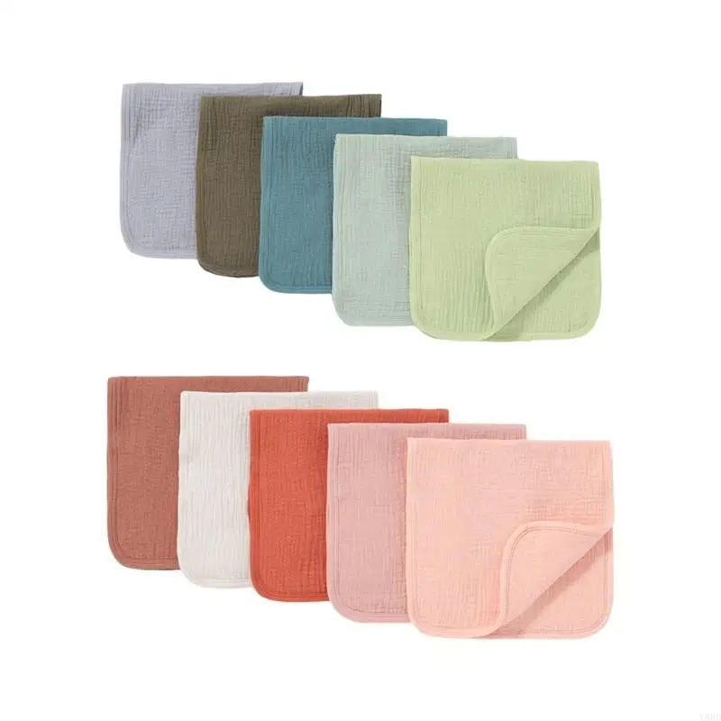 

Y88D 5 Part Set Ventilated Cotton Burp Cloths Gentle Skin Security for Newborns