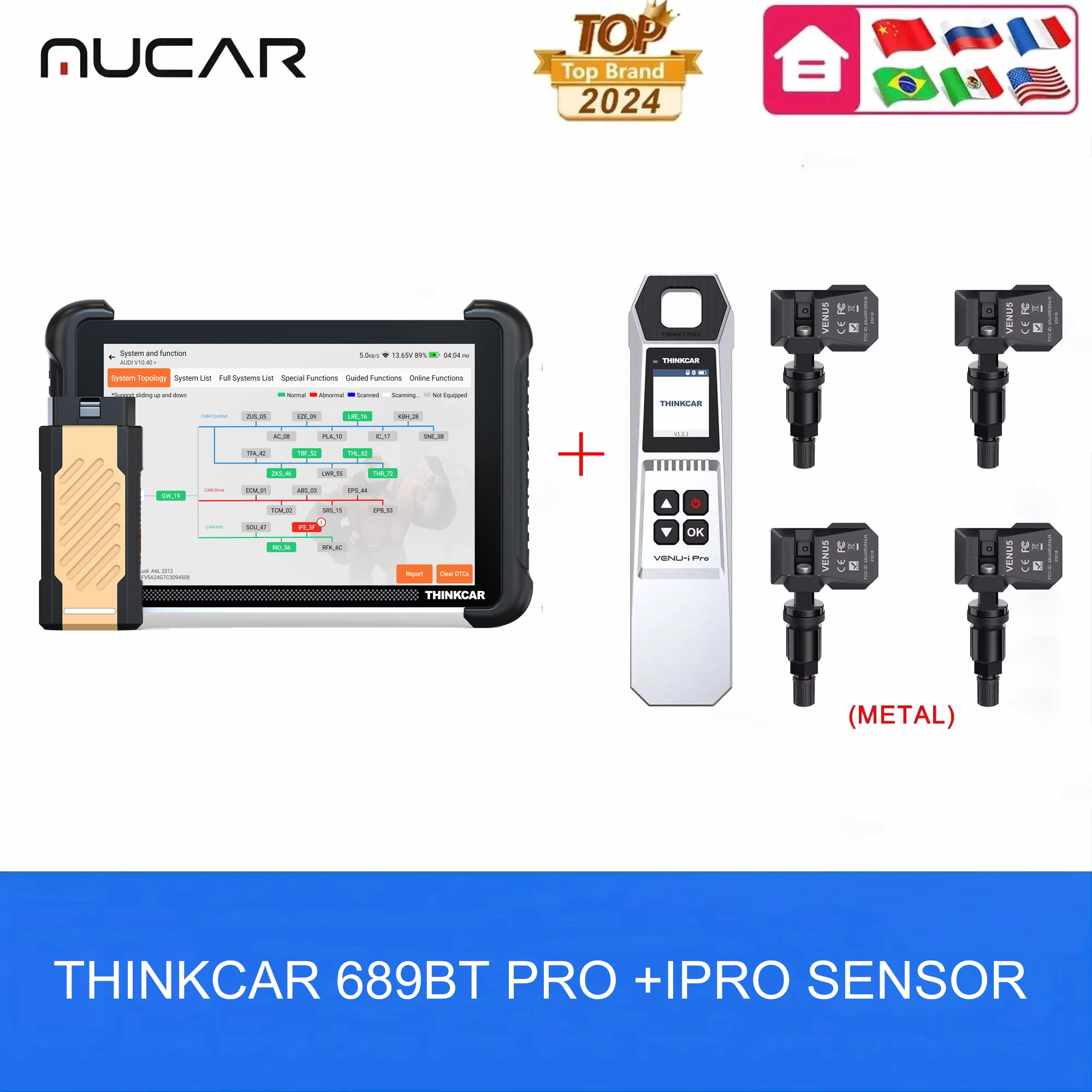 THINKCAR THINKSCAN 689BT PRO Diagnostische Tool Topologie Mapping J2534 Protocol 35 Reset Levenslange Gratis Update THINKCAR AI Scan Tool