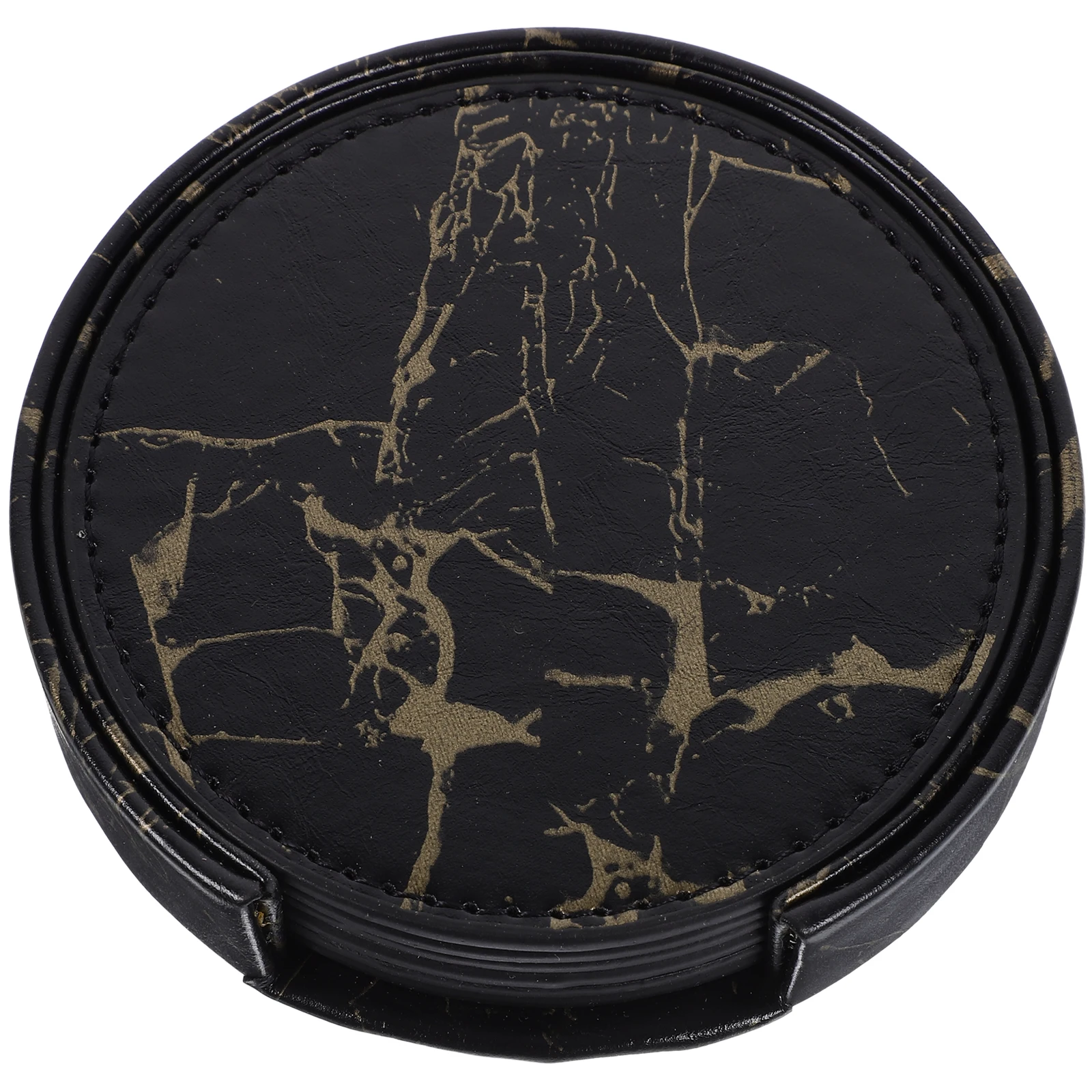 

1 Set Set Marble Pattern Drink Coasters For Table Protection With Holder Coffee Table Accessories Coasters For Office