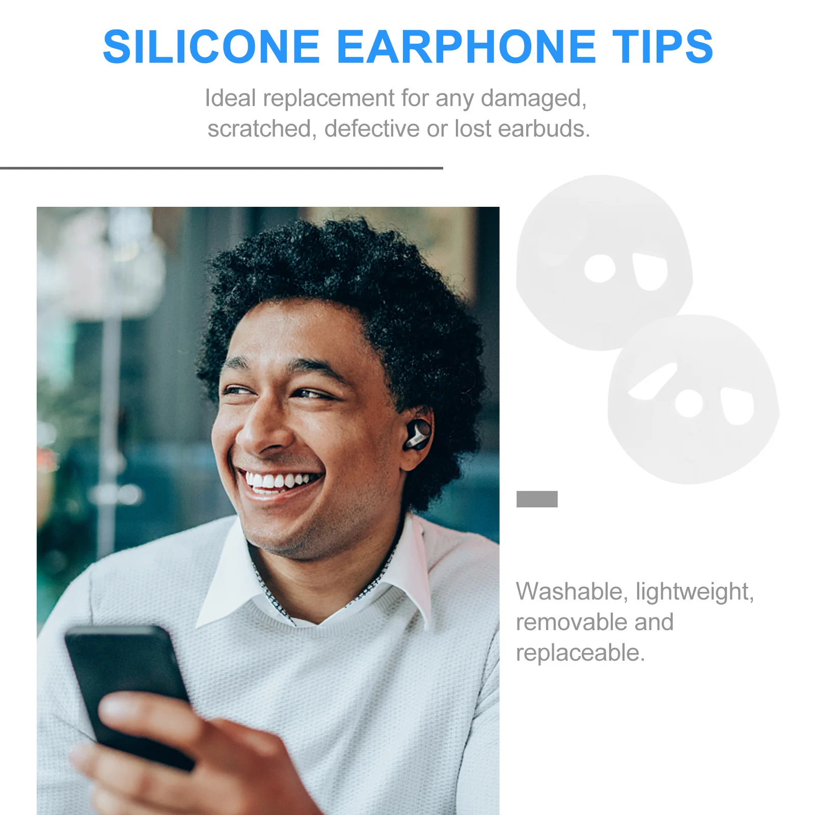 

2Pairs Earphone Caps Silicone Earphone Tips Minimizing Sound Leakage Non-Slip Earbuds Cover for