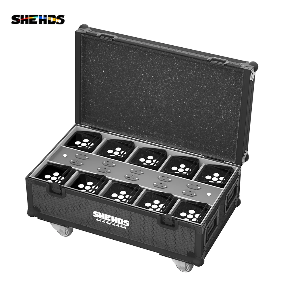 shehds 10 pecas case de voo com 6x18w rgbwa mais uv sem fio wifi bateria luz controle remoto inteligente para dj discoteca equipamentos palco 01