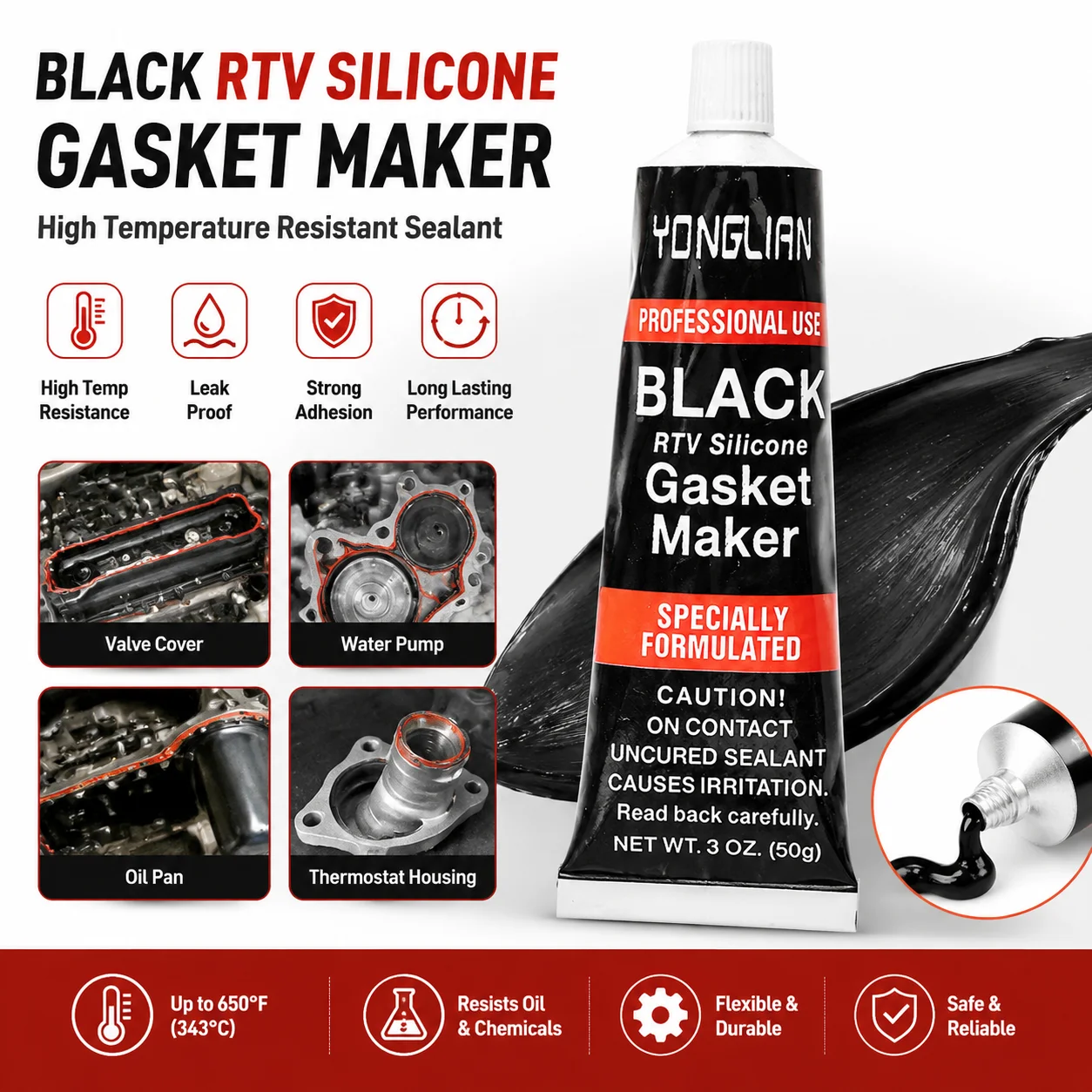 Engine Vehicle High Temp Engine Gasket Sealer Paste  fast curing high temp resistant Repair Sealant Special Glue for Car