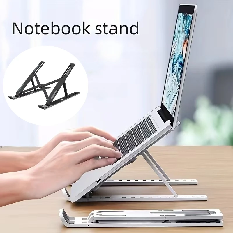 Soporte Ergonómico para Portátil de ABS con Refrigeración, Plegable, Altura Ajustable, Soporte de Escritorio para Tablet, Notebook, Computadora (1 Pieza)