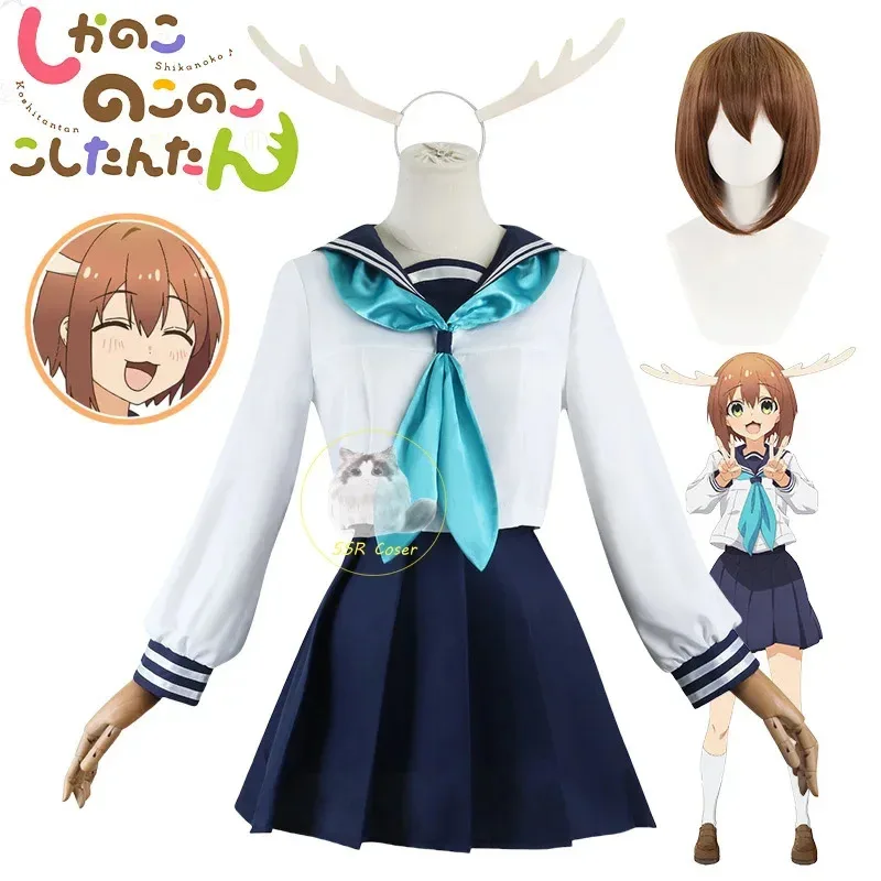 

Noko Shikanoko Toriko Koshi Cosplay Costume Anime My Deer Friend Nokotan JK Sailor Skirt Headband Stockings Halloween Party Girl
