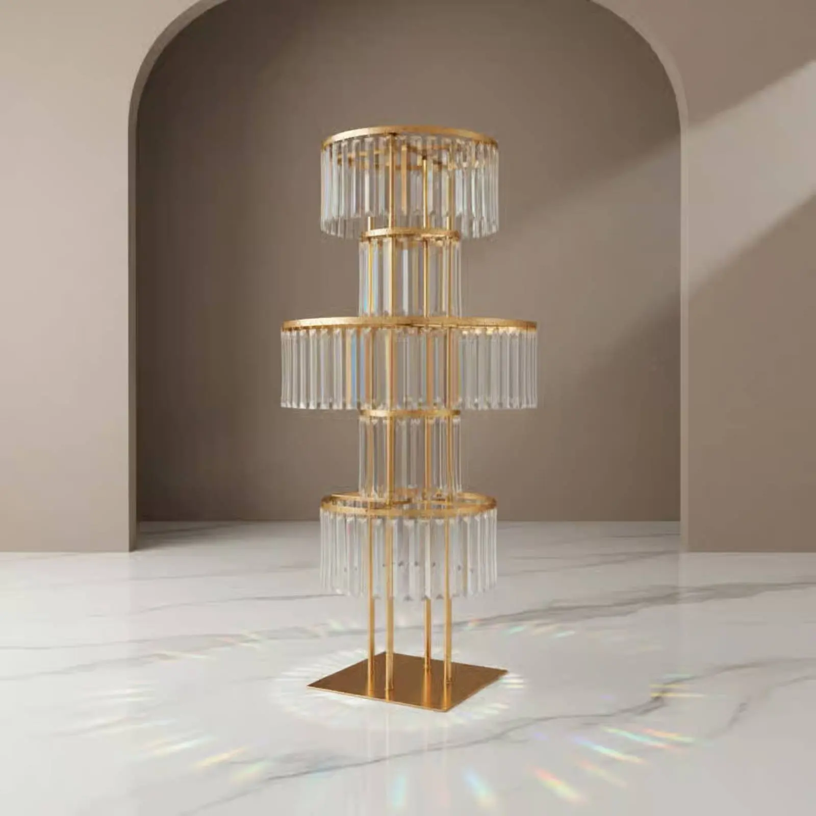 

Wedding Flower Stand Glamorous Crystal Hanging Flower Stand Home Decor Stable Base Multi-Tier for Stage