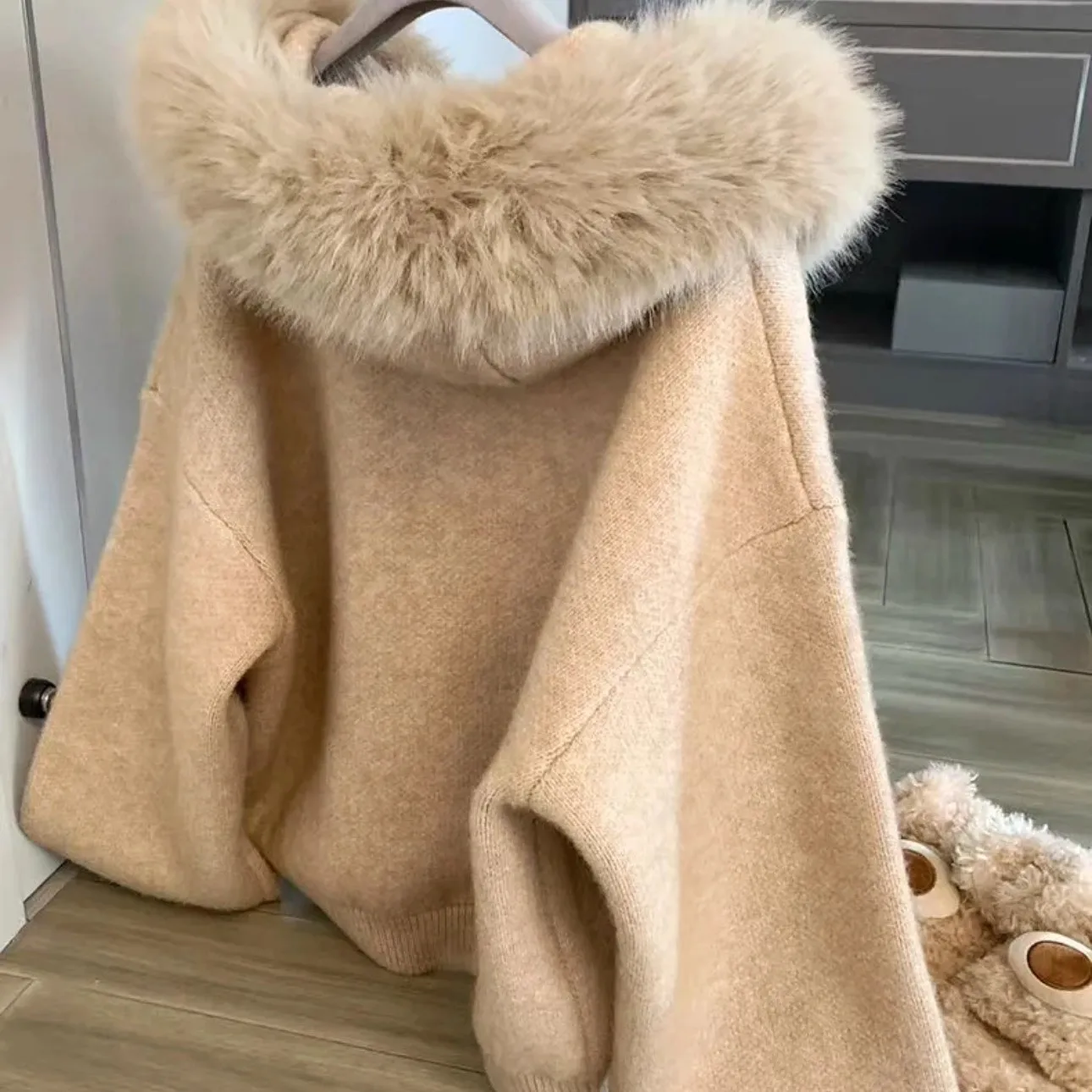 سترة صوفية كبيرة الحجم للنساء، أحدث سترة خريف/شتاء فضفاضة مناسبة للتخسيس لعام 2025 #3