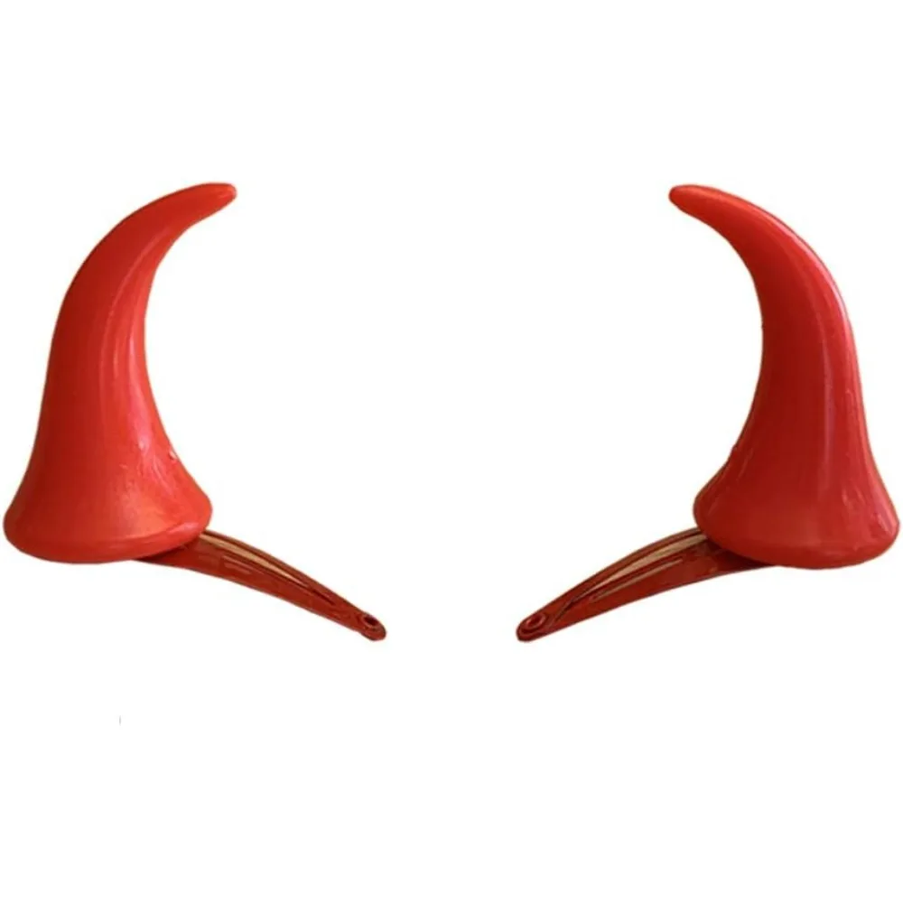 

Devil Horns Hair Clip Halloween Cosplay Costume Headwear Accessories Party Dress Up (Red)