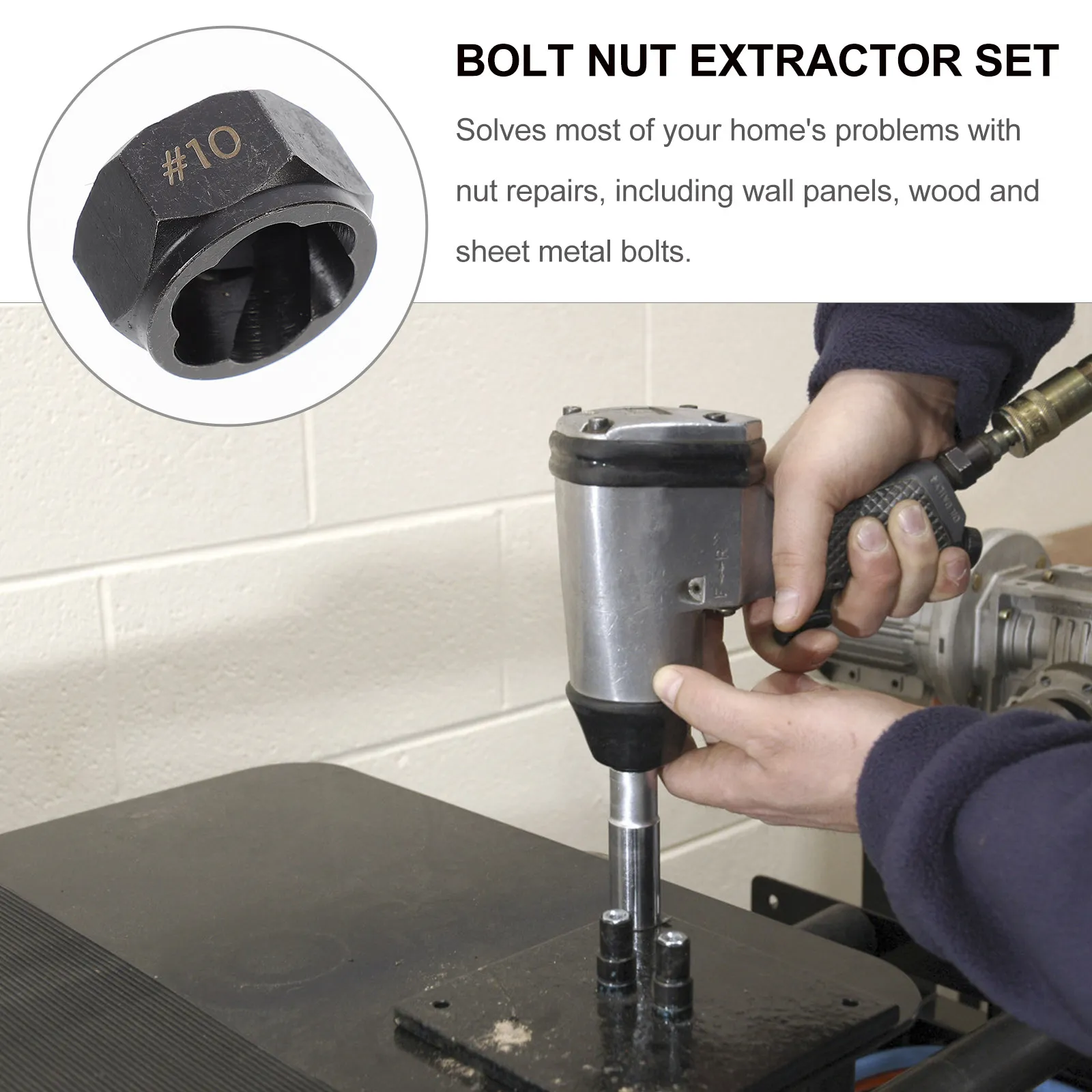 10Pcs Bolt Extractor Tool Kit Complete Nut Removing Set Wide Application Light But Strong Enough Quantities for All Broken Bolt