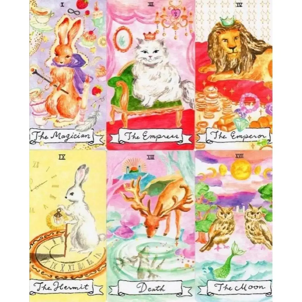 10.3*6cm Day Dream Tarot 78 Pcs Cards Rider System Cartoon Hand-drawn Themed Cards Indie Art Whimsical Japanese Anime Tarot