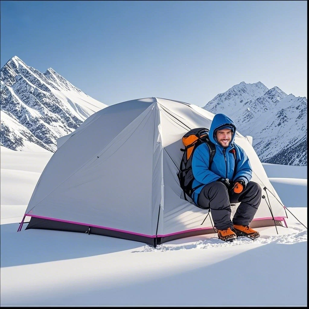 

Lightweight Camping Tent (2-Person Capacity) with 20D Nylon Fabric & Aluminum Poles, Mesh Ventilation for Hiking/Camping