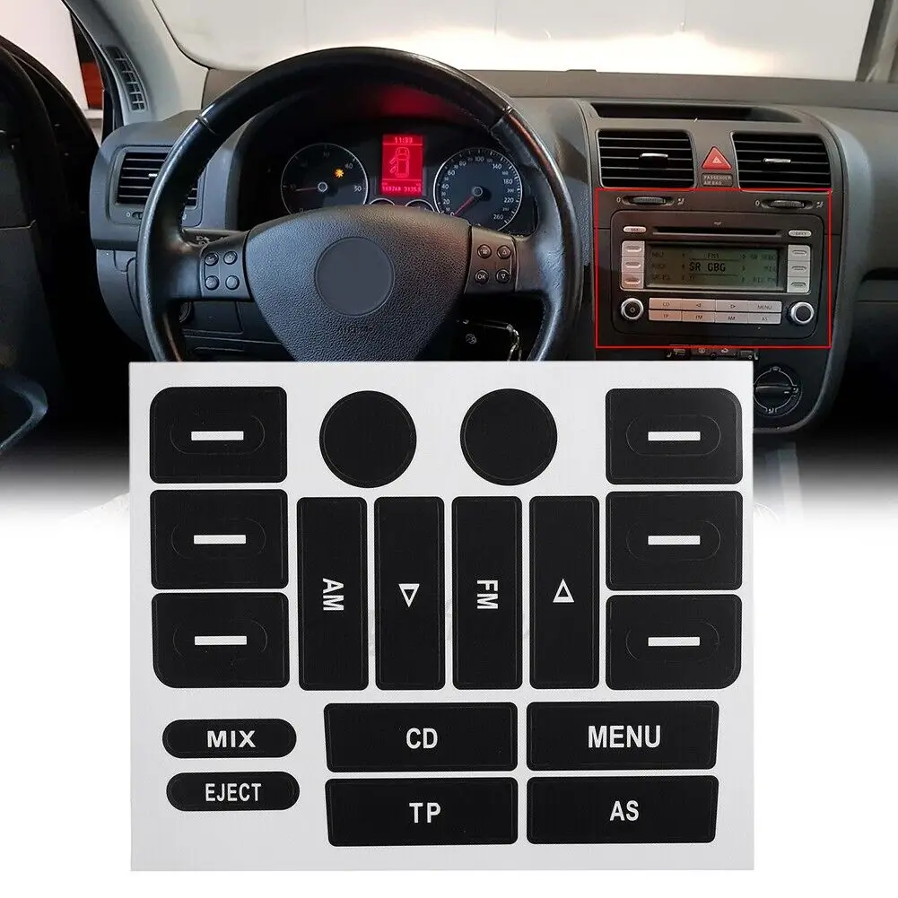 For VW Golf MK5 For Passat B6 CD Player Radio AM FM Stereo Knobs Sticker Decals Worn Button Repair Black Car Accessories