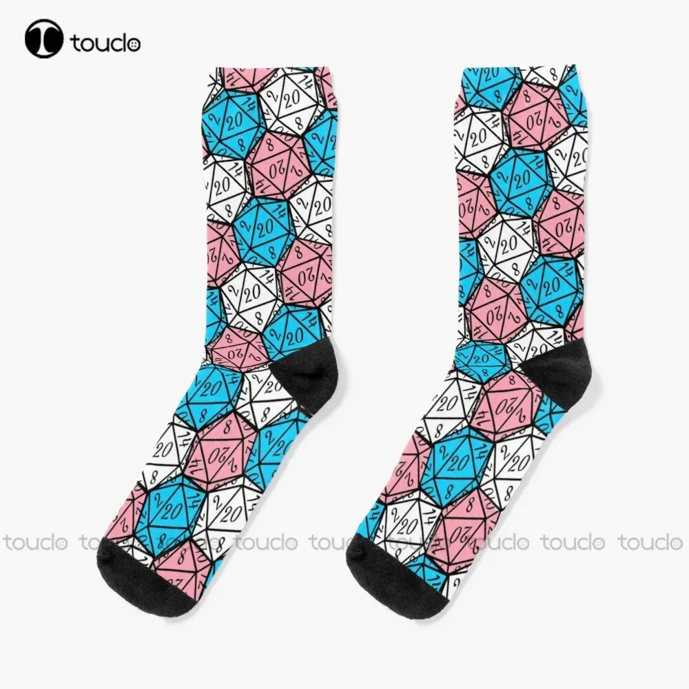 Transgender Pride Dice Pattern Socks Cute Pattern Funny Autumn Cartoon 360° Digital Print Christmas New Year Gift Custom Gift