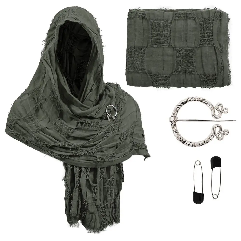Popular Medieval Style Medieval Cloak With Viking Brooch Beggar Style Hooded Shawl Scarf Scarf Cape Streetwear