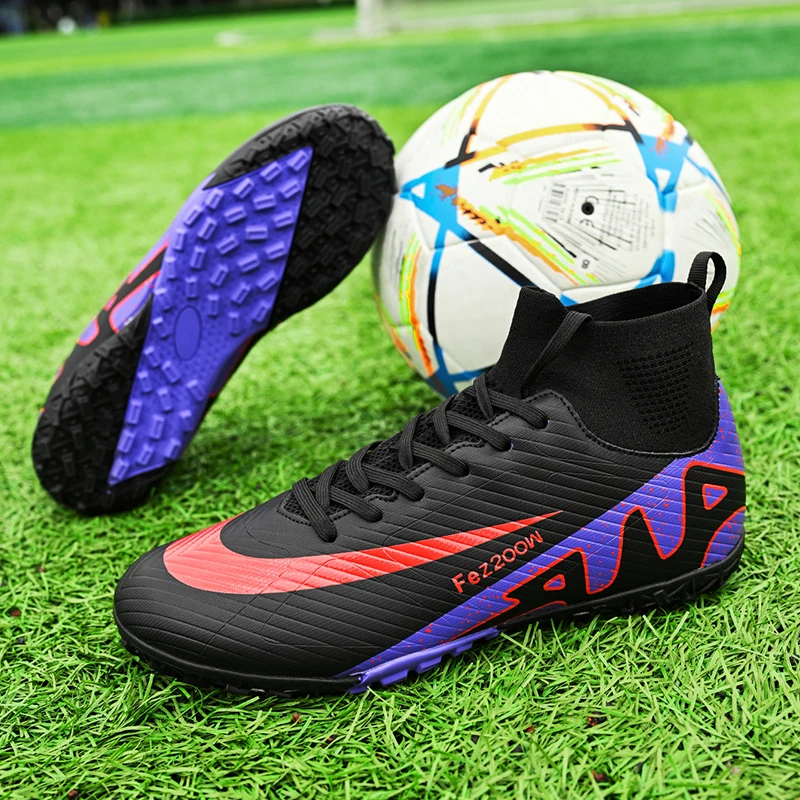 

New Football Boots Men TF/FG High Ankle Light Outdoor Training Soccer Shoes Society Child Student Non-slip Grass Match Sneakers