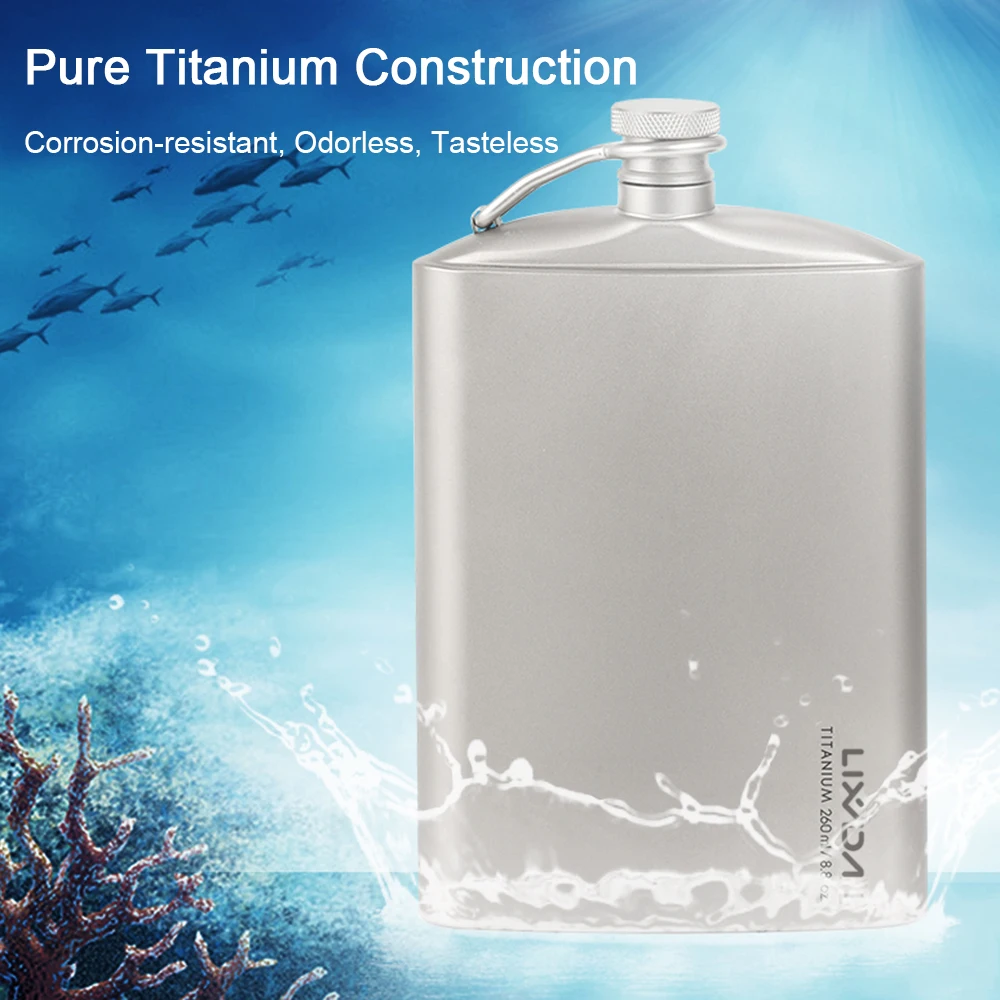 

Lixada 260 мл герметичная титановая колба для спирта, виски, вина с набором чашек для кемпинга, альпинизма, путешествий, пикника