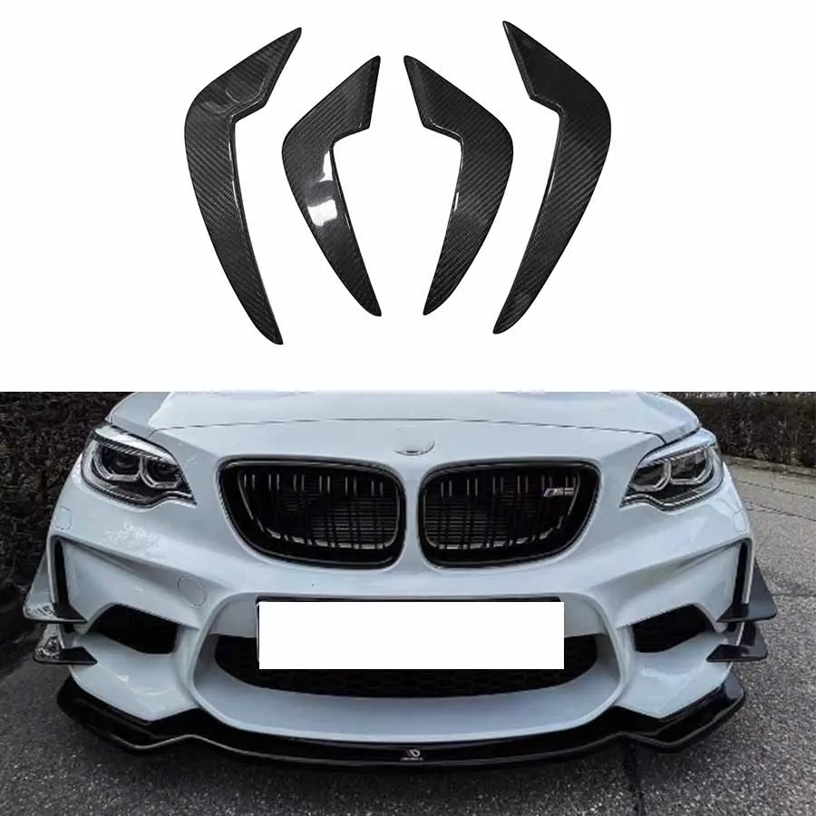 For BMW M2 F87 M2C 2014+ high quality Carbon Fiber Car Front Bumper Wind knife Splitter Spoiler Canard Air Knife Surround Trim