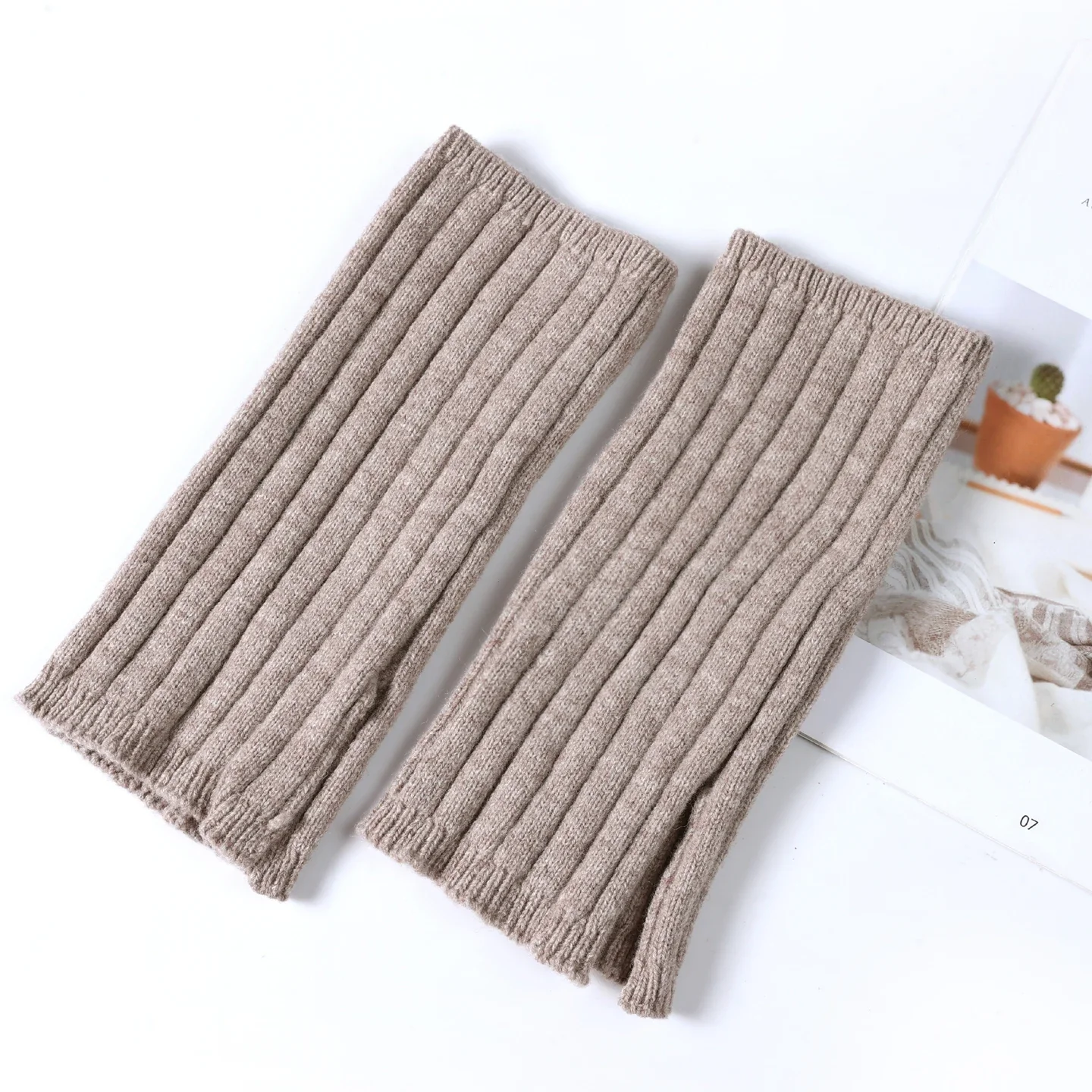 Women 100% Pure Wool Ribbed Knit Leg Warmers Y2K Style Stacked Leg Cuffs Autumn Winter Thermal Knee Warmers Daily Outfit