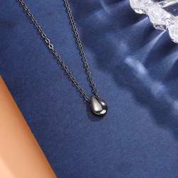 Mini Drop Black 925 Sterling Silver Clavicle Chain Pendant Necklaces