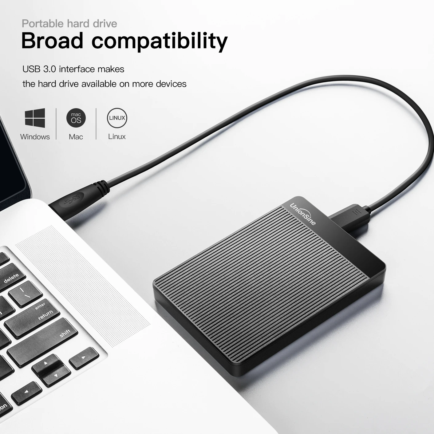 ‌ 【شحن سريع】قرص صلب خارجي UnionSine سعة 500 جيجابايت USB3.0 محمول للكمبيوتر الشخصي/Mac/سطح المكتب/MacBook، وحدة تخزين عالية السرعة ‌