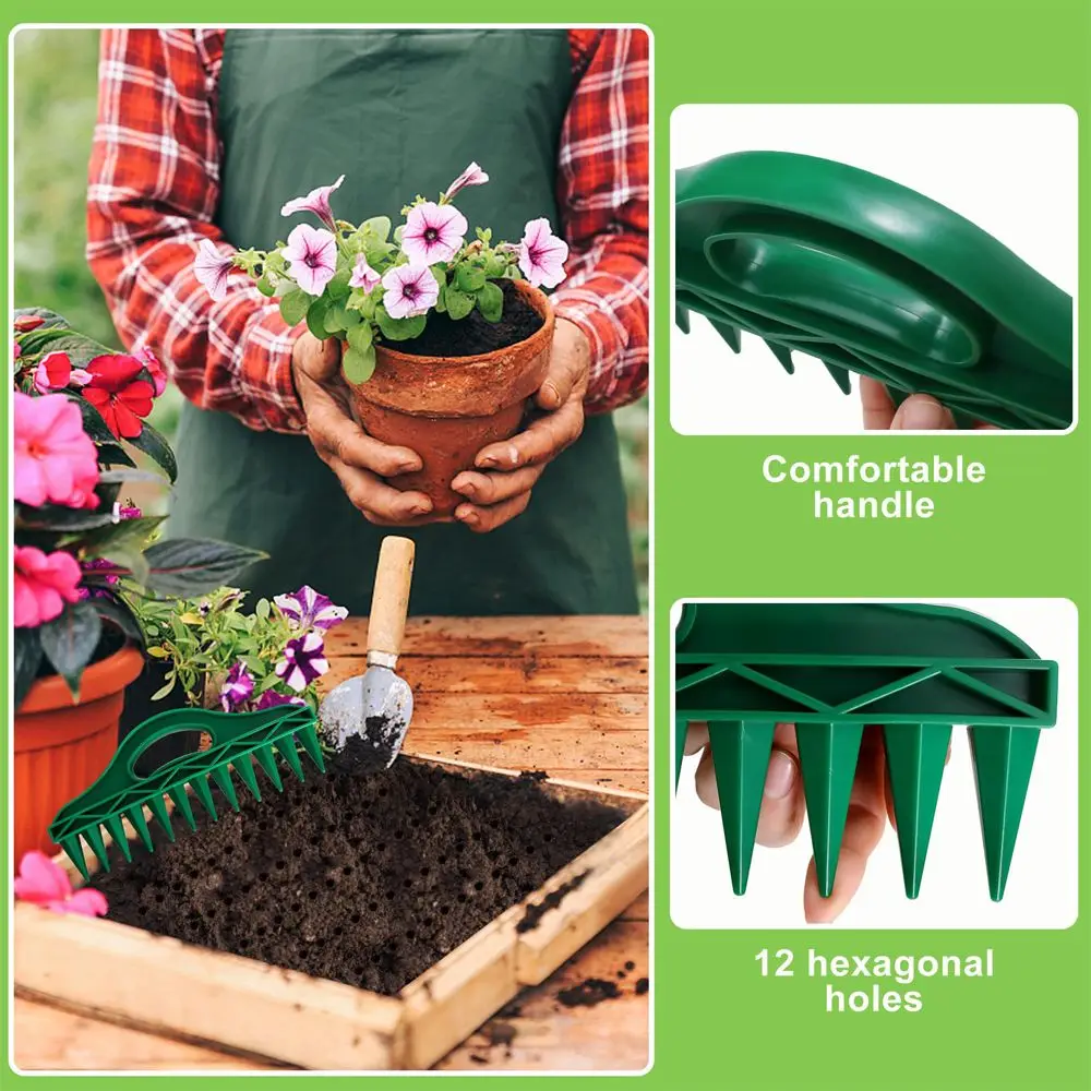 Easy To Handle and Use Plastic Seeder Planter Tool 12 Hole Garden Tool Multi Seeds Dibbers Green Manual Sower Yard