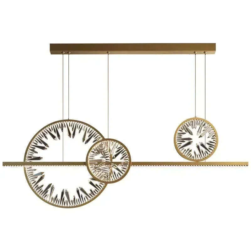 Creative Modern Minimalism Crystal Strip Circle LED Ceiling Pendant Lamp for Bar Kitchen Living Dining Room Island Home Decor