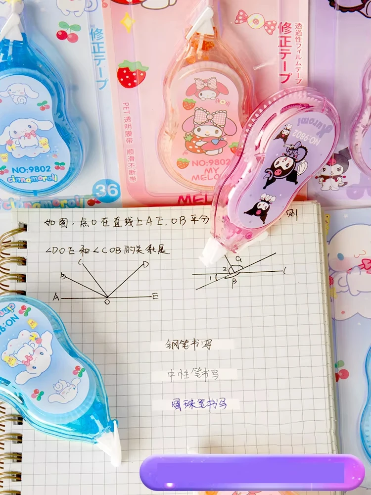 3Pcs Sanrio Kuromi Scribbling Correction Tape Melody Cinnamoroll Cartoon School Supplies Student Correction Tape Stationery Gift