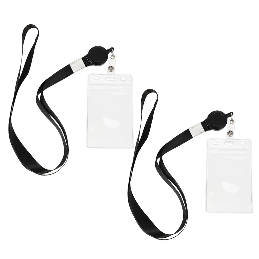 

2Pcs Clear Id Card Holder PVC Badge Holder Hard Protective Sleeve Suitable for Employee Student Nurse Work Cards Lanyard Badge
