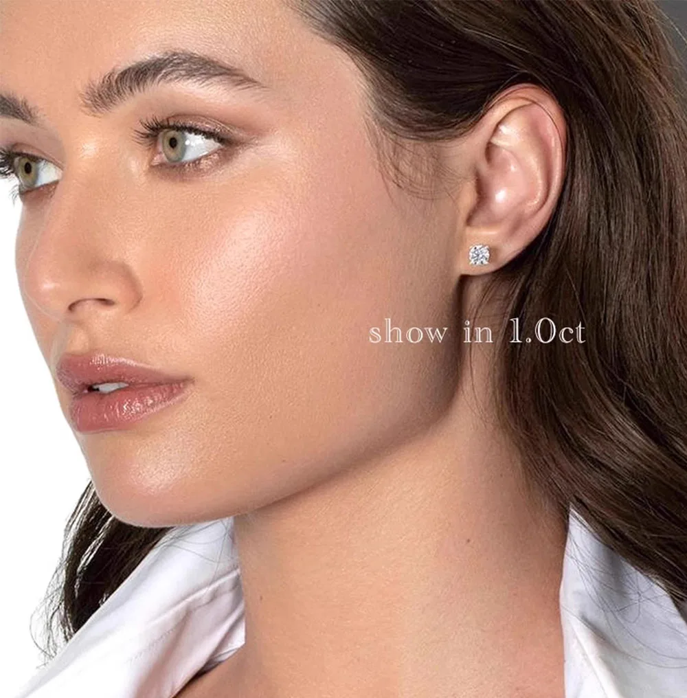 

IGI Certified 0.5. 1 Carat Round Diamond Stud Earrings, VS1 Clarity D Color, 10K White Gold Lab Grown Diamond fashion Earings