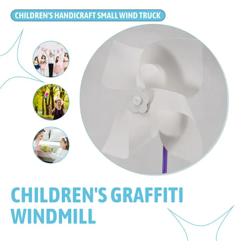 2025 Trend 48 Pcs DIY Pinwheels Craft White Blank Paper Pinwheels Color Your Own Pinwheels For Kids Summer Activity Arts