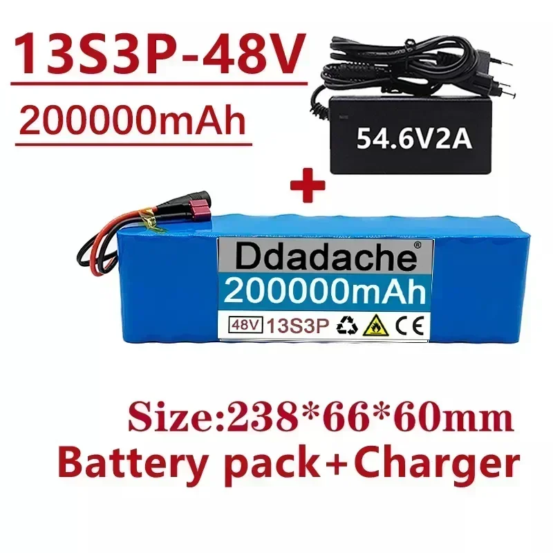 

New 48V200000Mah 2000W 13S3P T+DC Lithium-ion Battery Pack 200Ah for54.6v E-bike Electric Bicycle Scooter with BMS +charger