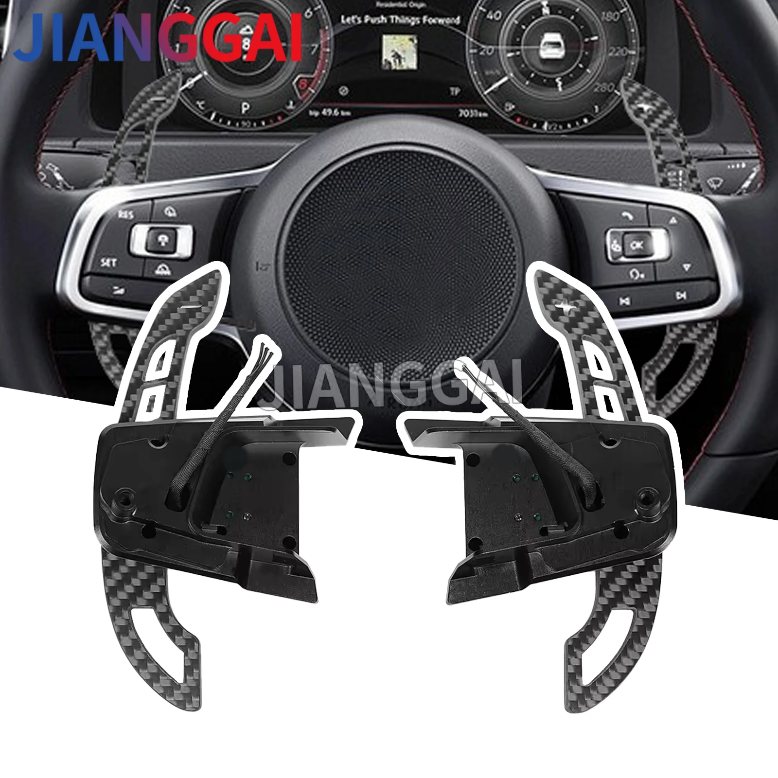 Magnetic Paddle Shifters Carbon Fiber Steering Wheel Fit for VW Volkswagen Golf MK7 GTI R R-line Scirocco14-19 Crisp Feedback
