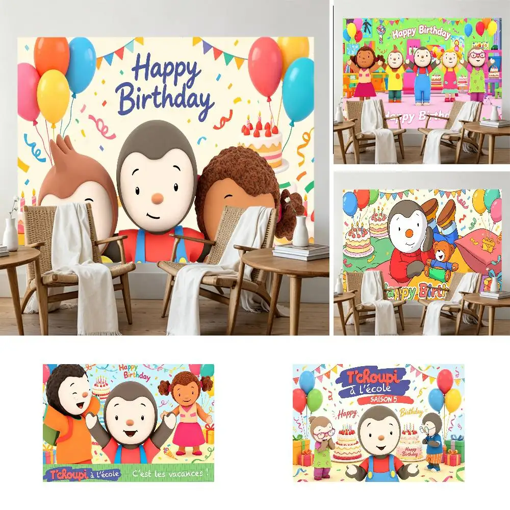 Cartoon Tchoupi Pinguin Kindergeburtstag Fotografie-Hintergründe Fotohintergrund Papier-Requisiten für Fotostudio-Aufnahmen Produkt