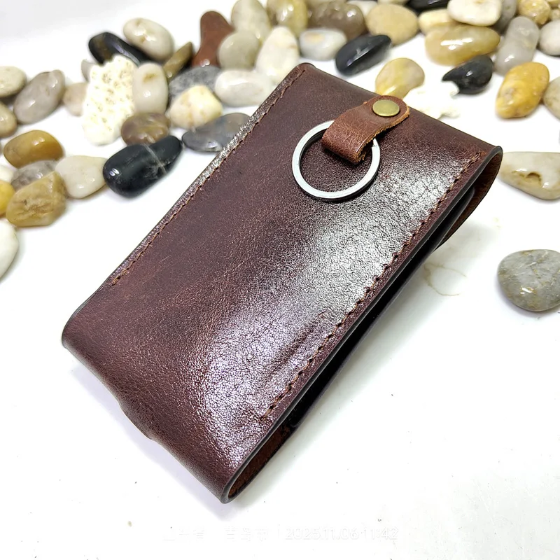 Blongk Multifunctional House Key Bag Leather Large Capacity Key Case Drawstring Key Organizer Card Holder Men Women 1871KL