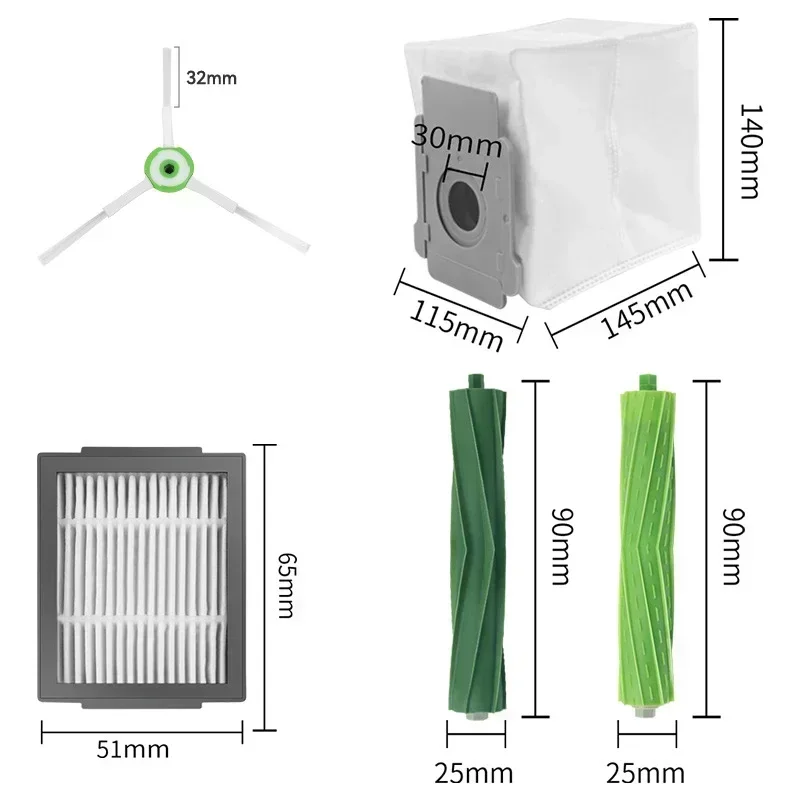 Cepillo lateral con filtro Hepa para iRobot Roomba, I7, I7 +, I6, I8, I3, J7 Plus, E5, E7, Serie E & I, aspiradoras, bolsa de polvo, piezas de repuesto