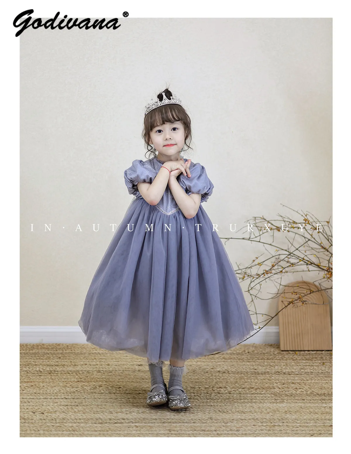 

Sweet Baby Girls 2026 Summer New Princess Dress Kids High Handmade Sequined Puff Sleeve Ruffle Collar Tulle Tutu Birthday Dress