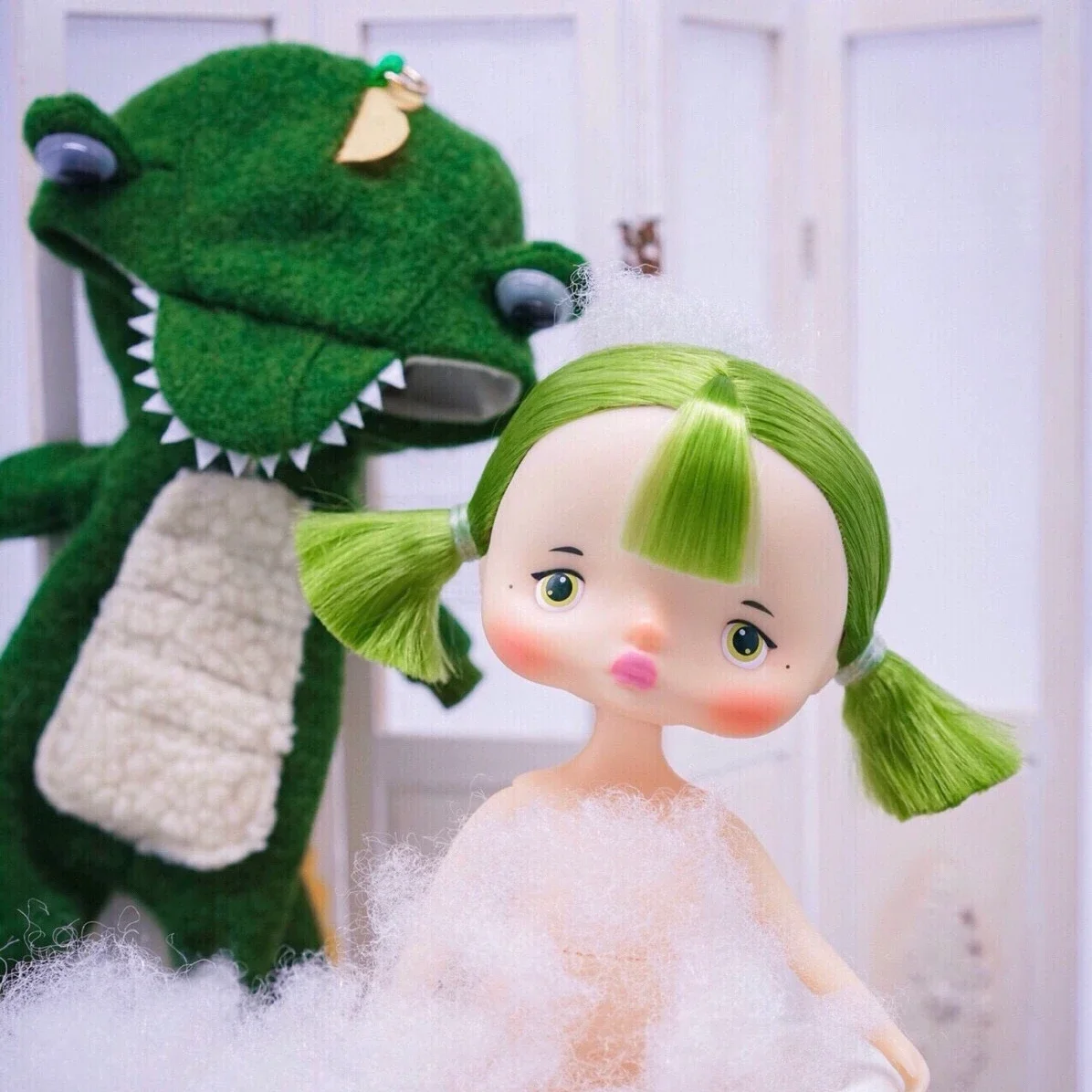 

Original Bokka Exclusive Thailand Crocodile Secret Doll Bjd Square Face Green Hair Cute POKKA Customized Puppet Limited Edition