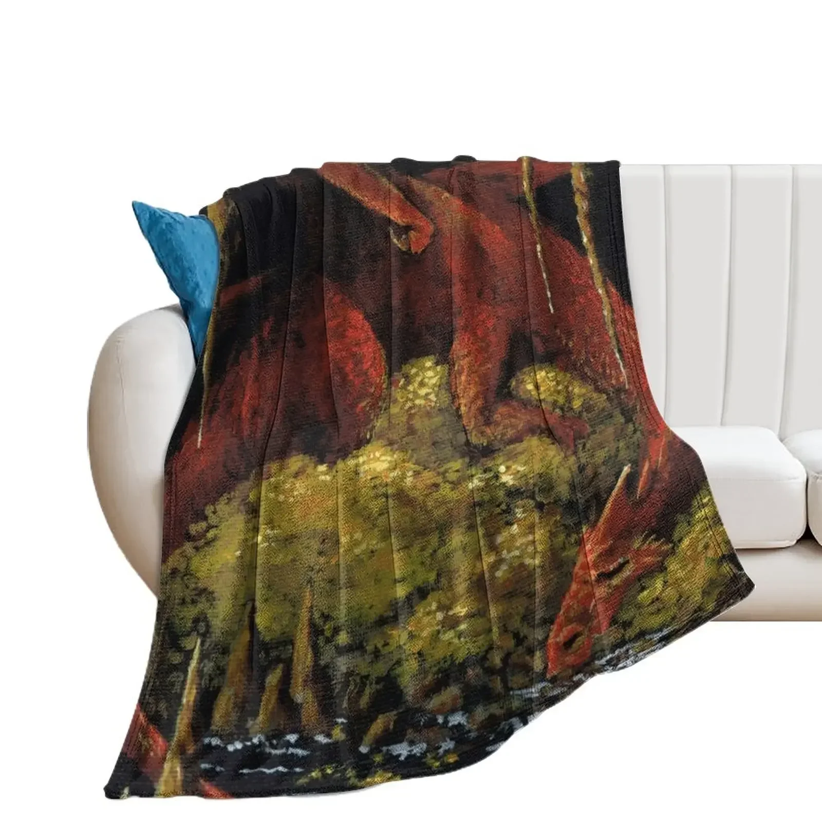 Dragon's Cave Lair and Treasure Hoard - Painting Throw Blanket Nap Decorative Sofa For Sofa Thin Blankets