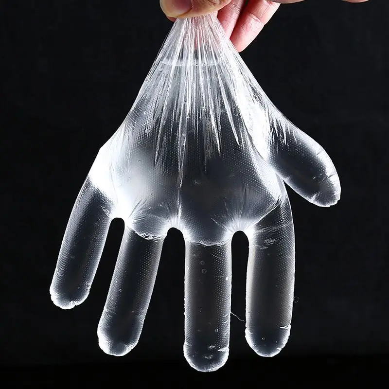 200Pcs/100Pcs Plastic Large Disposable Polyethylene Clear Gloves Food Dealing Cooking Cleaning Kitchen Restaurant BBQ Accessory