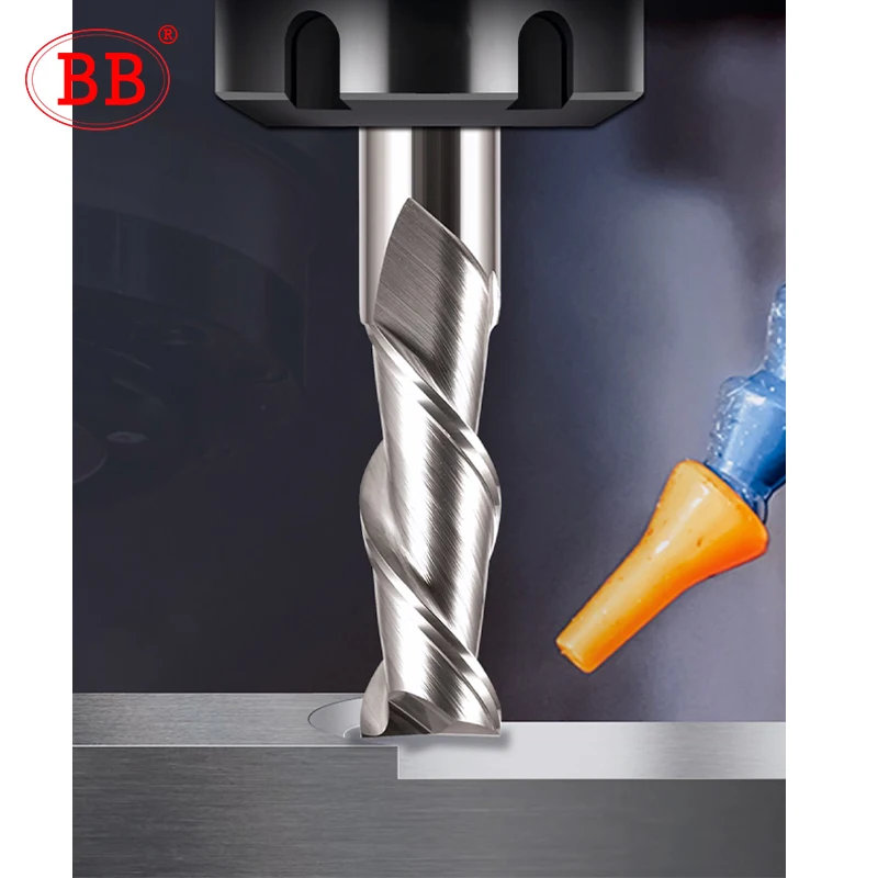 BB End Mill 2 Flutes CNC Machining Engraving Cutter Carbide Tool Spiral Router Bit Cutting Wood Aluminum Copper 0.1mm-20mm